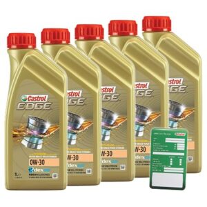 Castrol 5x 1 L EDGE TITANIUM FST 0W-30+ Ölwechsel-Anhänger  DE01675 : 1533F3