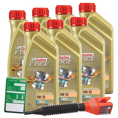 Castrol 7x 1 L EDGE TITANIUM FST 0W-30+ Ölwechsel-Anhänger  1533F3 : 3050 : DE01675