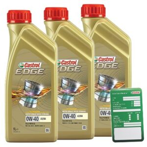 Castrol 3x 1 L EDGE TITANIUM FST 0W-40 A3/B4+ Ölw.Anhänger  DE01675 : 15336D