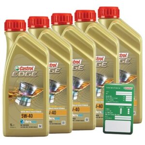 Castrol 5x 1 L EDGE TITANIUM FST 5W-40+ Ölwechsel-Anhänger  DE01675 : 1535FA