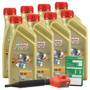 Castrol 8x 1 L EDGE TITANIUM FST 5W-40+ Anhänger+ Trichter  1535FA : 3050 : DE01675