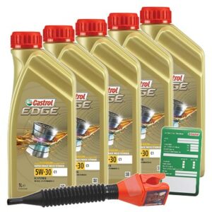 5x 1 L EDGE 5W-30 C1 + Ölwechsel-Anhänger + Einfülltrichter 15F826