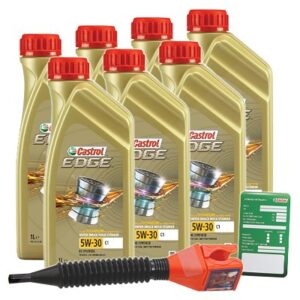 7x 1 L EDGE 5W-30 C1 + Ölwechsel-Anhänger + Einfülltrichter 15F826