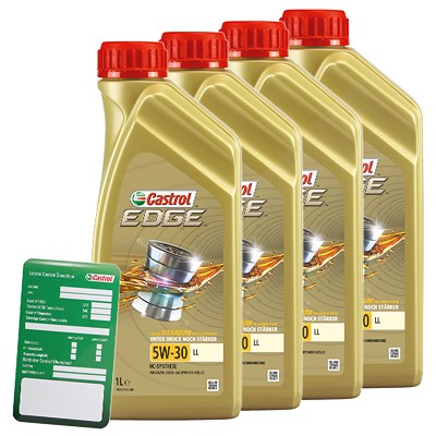 Castrol 4x 1 L EDGE TITANIUM FST 5W-30 LL + Ölw.-Anhänger  DE01675 : 15665F