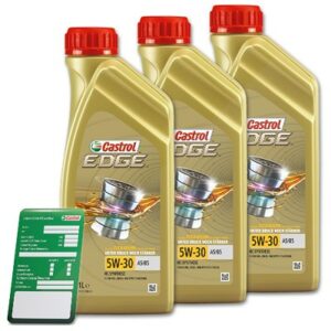 3x 1 L EDGE 5W-30 A5/B5 + Ölwechsel-Anhänger 15F684