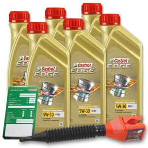 6x 1 L EDGE 5W-30 A5/B5 + Ölwechsel-Anhänger + Einfülltrichter 15F684