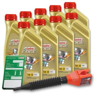 9x 1 L EDGE 5W-30 A5/B5 + Ölwechsel-Anhänger + Einfülltrichter 15F684