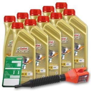 10x 1 L EDGE 5W-30 A5/B5 + Ölwechsel-Anhänger + Einfülltrichter 15F684