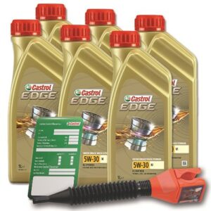 6x 1 L EDGE 5W-30 M + Ölwechsel-Anhänger + Einfülltrichter 15F6DA