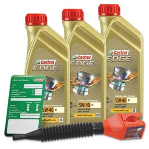 3x 1 L EDGE 5W-40 M + Ölwechsel-Anhänger + Einfülltrichter 15F70F