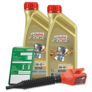 2x 1 L EDGE 0W-40 R + Ölwechsel-Anhänger + Einfülltrichte 15D33B