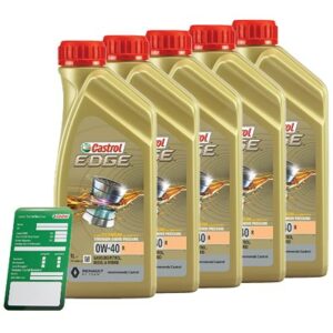 5x 1 L EDGE 0W-40 R + Ölwechsel-Anhänger 15D33B