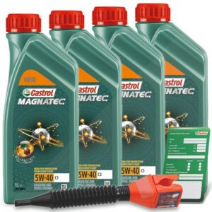 4x1 L Magnatec 5W-40 C3 + Ölwechsel-Anhänger + Einfülltrichter 15F621