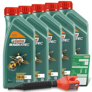 5x 1 L Magnatec 5W-40 C3 + Ölwechsel-Anhänger + Einfülltrichter 15F621