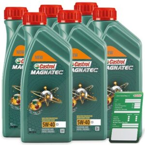 6x 1 L Magnatec 5W-40 C3 + Ölwechsel-Anhänger 15F621