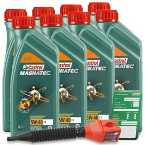 8x 1 L Magnatec 5W-40 C3 + Ölwechsel-Anhänger + Einfülltrichter 15F621