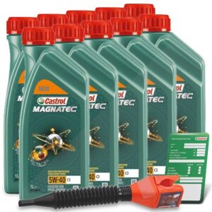 10x 1 L Magnatec 5W-40 C3 + Ölwechsel-Anhänger + Einfülltrichter 15F621