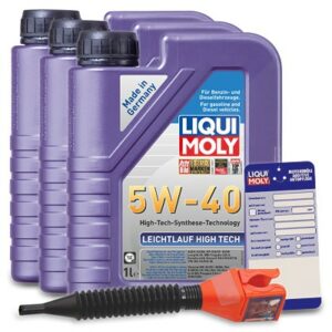 3x 1 L Leichtlauf High Tech 5W-40 + Ölwechsel-Anhänger + Einfüllt 3863