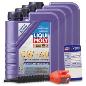 4x 1 L Leichtlauf High Tech 5W-40 + Ölwechsel-Anhänger + Einfüllt 3863