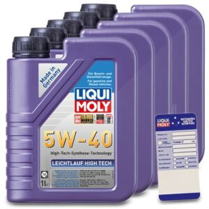 5x 1 L Leichtlauf High Tech 5W-40 + Ölwechsel-Anhänger 3863