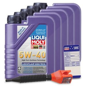 5x 1 L Leichtlauf High Tech 5W-40 + Ölwechsel-Anhänger + Einfüllt 3863