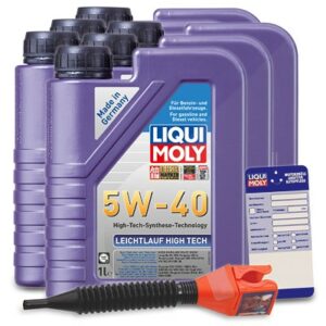 6x 1 L Leichtlauf High Tech 5W-40 + Ölwechsel-Anhänger + Einfüllt 3863