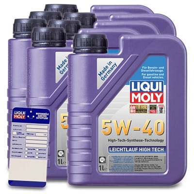 7x 1 L Leichtlauf High Tech 5W-40 + Ölwechsel-Anhänger 3863