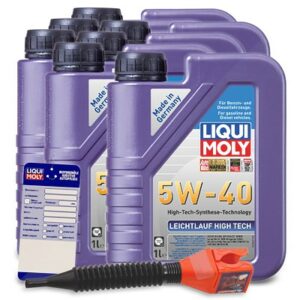 7x 1 L Leichtlauf High Tech 5W-40 + Ölwechsel-Anhänger + Einfüllt 3863