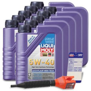 10x 1 L Leichtlauf High Tech 5W-40 + Ölwechsel-Anhänger + Einfüll 3863