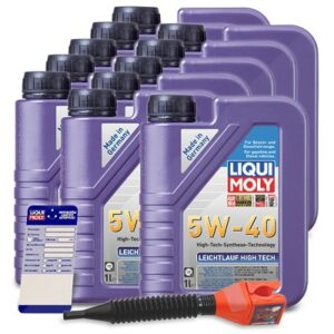 11x 1 L Leichtlauf High Tech 5W-40 + Ölwechsel-Anhänger + Einfüll 3863