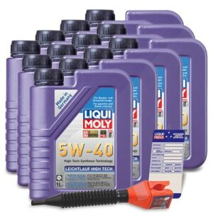 12x 1 L Leichtlauf High Tech 5W-40 + Ölwechsel-Anhänger + Einfüll 3863