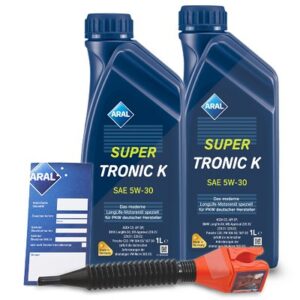 2x 1 L SuperTronic K 5W-30 + Ölwechsel-Anhänger + Trichter 15F475