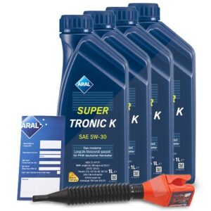 4x 1 L SuperTronic K 5W-30 + Ölwechsel-Anhänger + Trichter 15F475