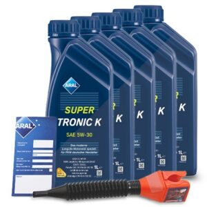 5x 1 L SuperTronic K 5W-30 + Ölwechsel-Anhänger + Trichter 15F475