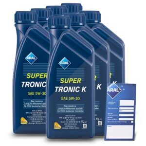 7x 1 L SuperTronic K 5W-30 + Ölwechsel-Anhänger 15F475