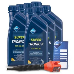 7x 1 L SuperTronic K 5W-30 + Ölwechsel-Anhänger + Trichter 15F475