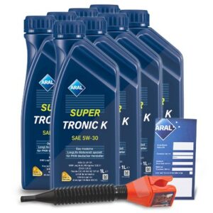 8x 1 L SuperTronic K 5W-30 + Ölwechsel-Anhänger + Trichter 15F475