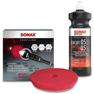 Sonax 1 L PROFILINE ExCut 05-05+Polierschwamm rot 143  02453000 : 02451410 : 04934000