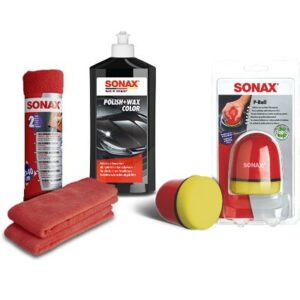 Sonax 1x 500ml Polish & Wax schwarz+ P-Ball+ 2x Tücher  04173410 : 02961000 : 04162410