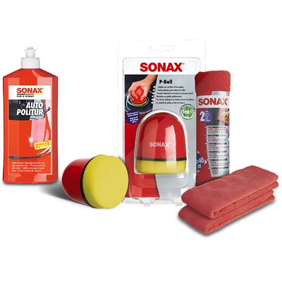 Sonax 1x 500ml AutoPolitur + P-Ball+ 2x MicrofaserTücher  04173410 : 04162410 : 03002000