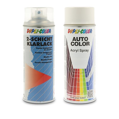400 ml Auto-Color Lack weiß glänzend 0-0730 + 400ml 2-Schicht-Kla 40436800