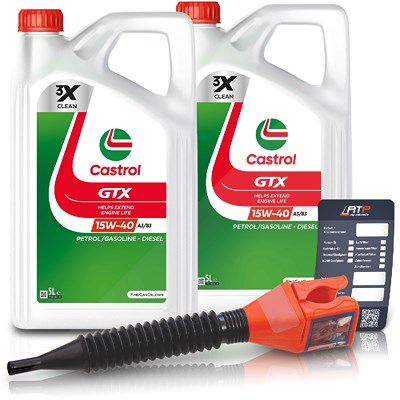 Castrol 10 L GTX 15W-40 A3/B3 + Ölw.-Anhänger + Trichter  DE01675 : 3050 : 14C19F