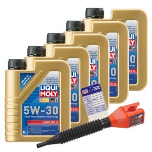 Liqui moly 5x 1 L Longlife III 5W-30+ Ölw.-Anhänger+ Trichter  20646 : 5440 : 3050