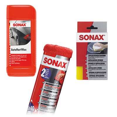 Sonax 1x 500ml AutoHartWax+ Schwamm+ 2x MicroTücher  03012000 : 04173000 : 04162410
