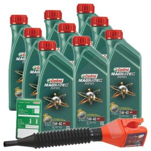 Castrol 9x 1 L Magnatec Diesel 5W-40 DPF+Anhänger+Trichter  DE01675 : 1502B8 : 3050