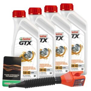 Castrol  4x 1 L GTX 5W-40 A3/B4+ Anhänger+ Trichter  DE01675 : 15218E : 3050