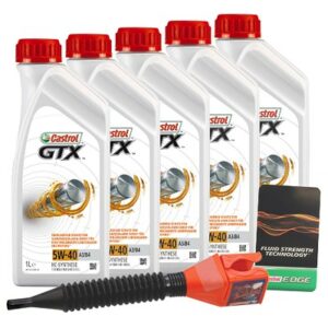 Castrol 5x 1 L GTX 5W-40 A3/B4 + Ölwechsel-Anhänger  DE01675 : 15218E : 3050