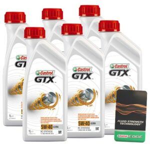 Castrol 6x 1 L GTX 5W-40 A3/B4 + Ölwechsel-Anhänger  15218E : DE01675