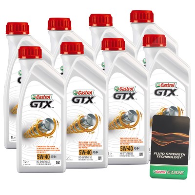 Castrol  8x 1 L GTX 5W-40 A3/B4+ Ölwechsel-Anhänger  15218E : DE01675