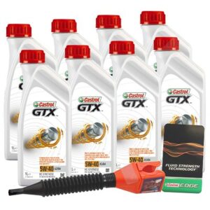 Castrol  8x 1 L GTX 5W-40 A3/B4+ Anhänger+ Trichter  DE01675 : 15218E : 3050